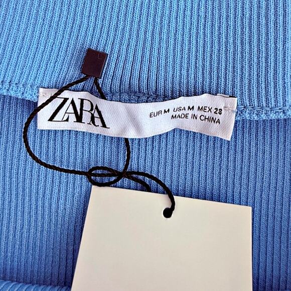 Zara Sky Blue Ribbed Knit Mini Skirt NWT Sz. MEDIUM Summer Basic  SummerGirl - Picture 4 of 7